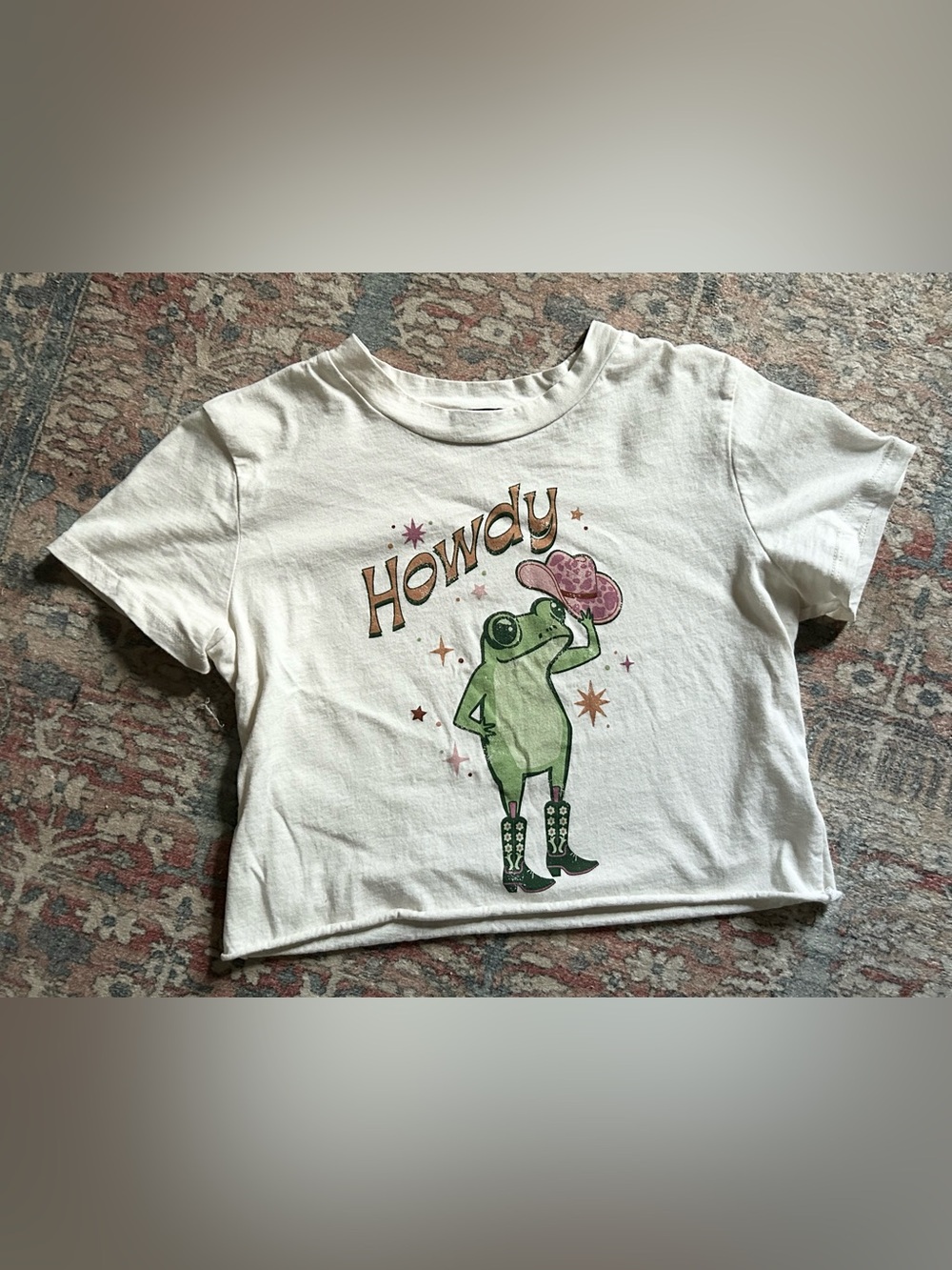 Howdy Frog Cowboy Crop Top Baby Tee